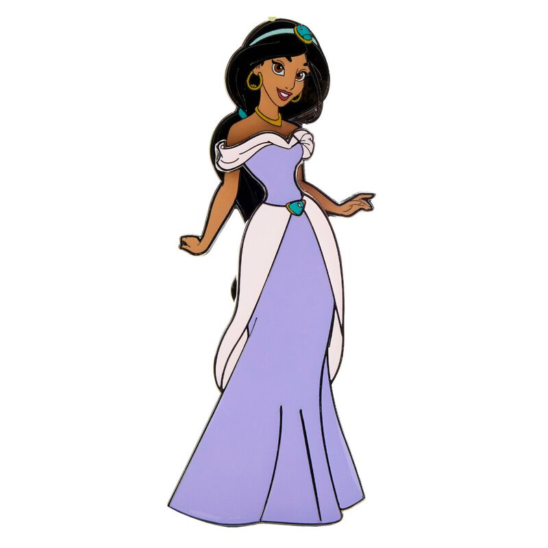 Image of the Jasmine Paper Doll Pin wearing her purple ensemble